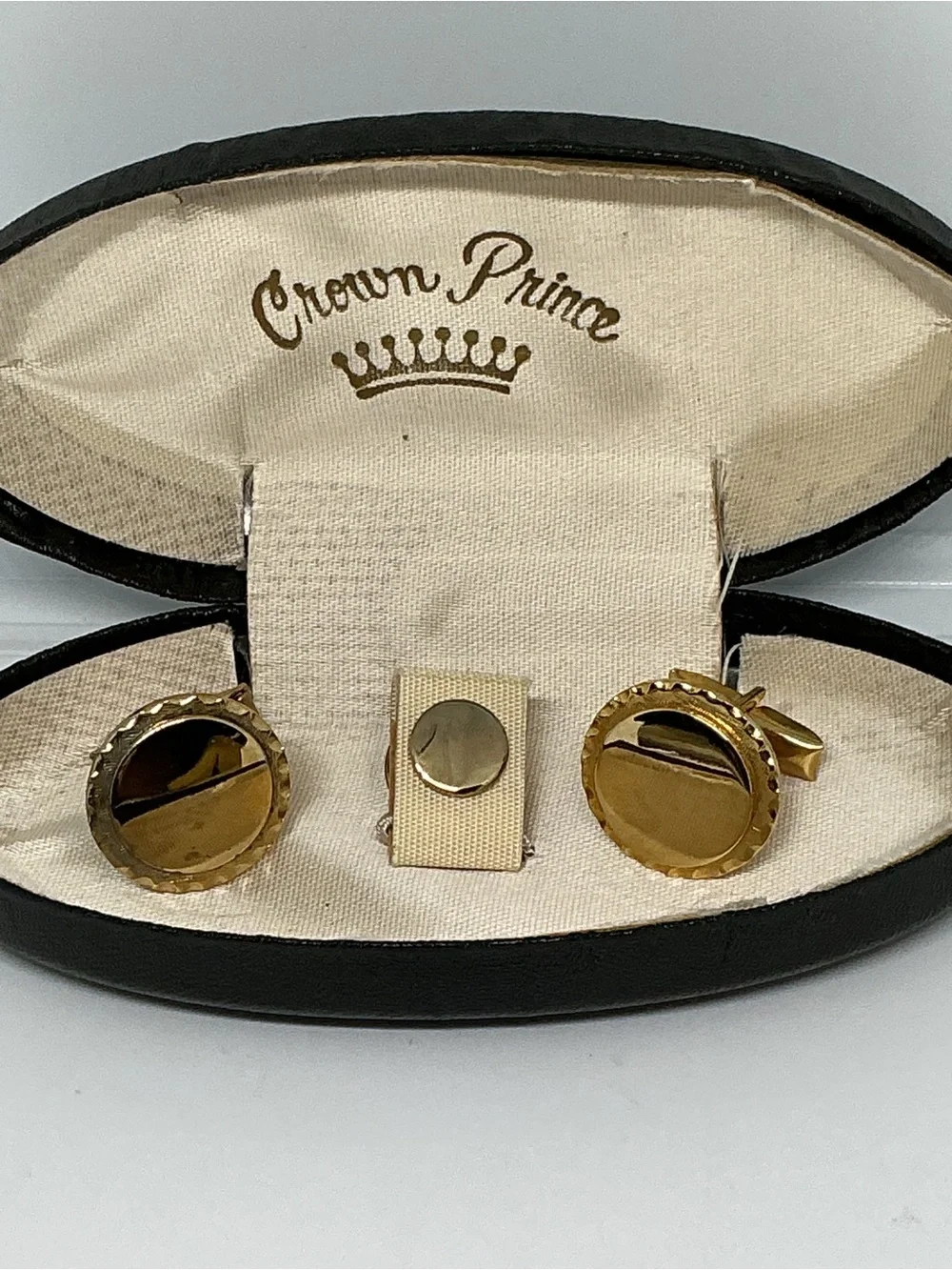 Vintage Crown Price Gold Tone Cufflink Set Presentation Box